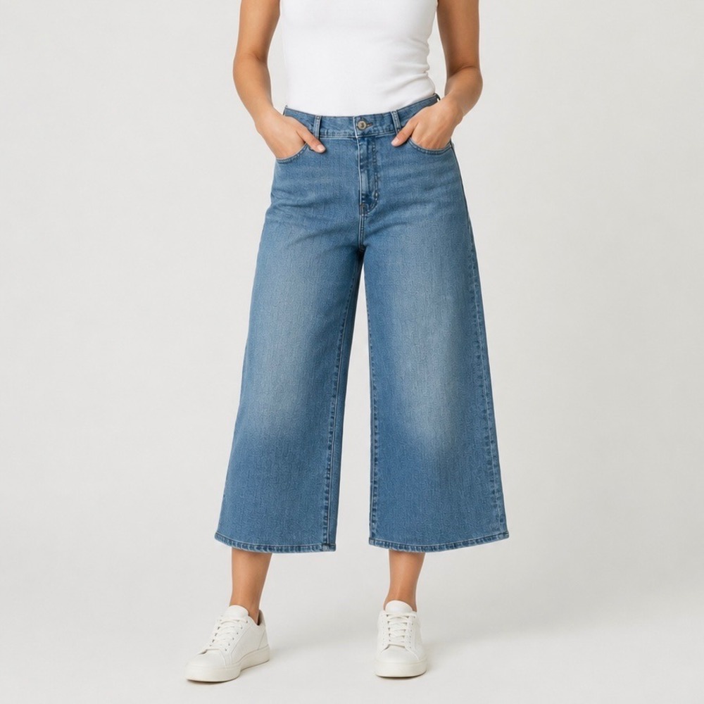 Frame Le Slim Palazzo Wide Leg Cropped Jeans Honeymoon Light Blue LSP814 Size 31